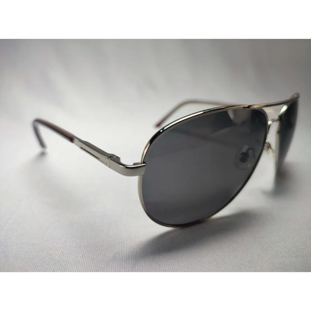 Dockers OL0919 Polarized Aviator Sunglasses Silver Metal Gray Lens 62mm